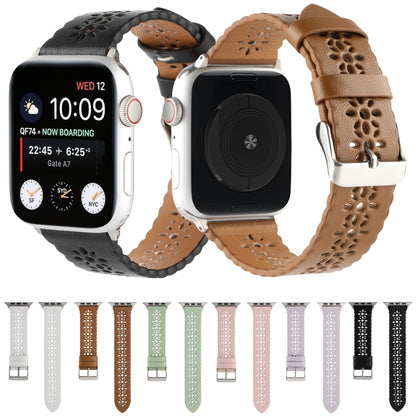 Bracelet de montre creux en cuir véritable pour la série Apple Watch, 7 41mm / 6&SE&5&4 40mm / 3&2&1 38mm, 7 45mm / 6&SE&5&4 44mm / 3&2&1 42mm