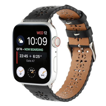 Bracelet de montre creux en cuir véritable pour la série Apple Watch, 7 41mm / 6&SE&5&4 40mm / 3&2&1 38mm, 7 45mm / 6&SE&5&4 44mm / 3&2&1 42mm