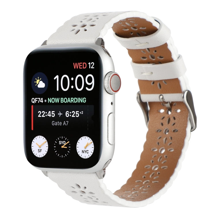 Bracelet de montre creux en cuir véritable pour la série Apple Watch, 7 41mm / 6&SE&5&4 40mm / 3&2&1 38mm, 7 45mm / 6&SE&5&4 44mm / 3&2&1 42mm