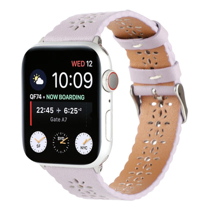 Bracelet de montre creux en cuir véritable pour la série Apple Watch, 7 41mm / 6&SE&5&4 40mm / 3&2&1 38mm, 7 45mm / 6&SE&5&4 44mm / 3&2&1 42mm