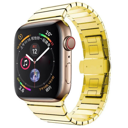 Bracelet de montre à boucle papillon en acier à une perle pour la série Apple Watch, For Apple Watch Series 8&7 41mm, For Apple Watch Ultra 49mm / Series 8&7 45mm, 7 41mm / 6&SE&5&4 40mm / 3&2&1 38mm, 7 45mm / 6&SE&5&4 44mm / 3&2&1 42mm