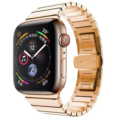 Bracelet de montre à boucle papillon en acier à une perle pour la série Apple Watch, For Apple Watch Series 8&7 41mm, For Apple Watch Ultra 49mm / Series 8&7 45mm, 7 41mm / 6&SE&5&4 40mm / 3&2&1 38mm, 7 45mm / 6&SE&5&4 44mm / 3&2&1 42mm