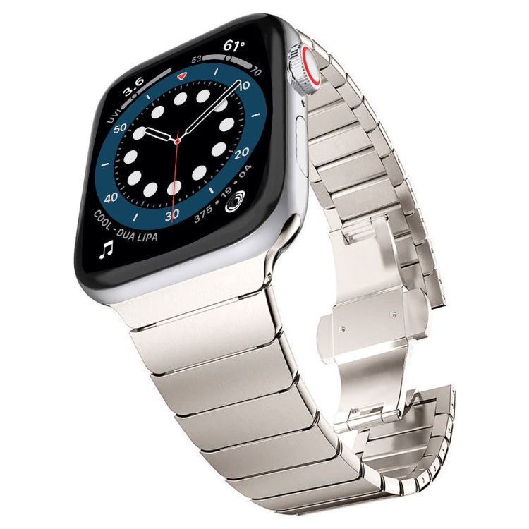 Bracelet de montre à boucle papillon en acier à une perle pour la série Apple Watch, For Apple Watch Series 8&7 41mm, For Apple Watch Ultra 49mm / Series 8&7 45mm, 7 41mm / 6&SE&5&4 40mm / 3&2&1 38mm, 7 45mm / 6&SE&5&4 44mm / 3&2&1 42mm