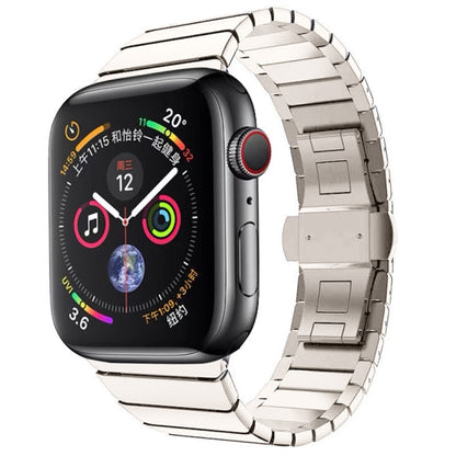 Bracelet de montre à boucle papillon en acier à une perle pour la série Apple Watch, For Apple Watch Series 8&7 41mm, For Apple Watch Ultra 49mm / Series 8&7 45mm, 7 41mm / 6&SE&5&4 40mm / 3&2&1 38mm, 7 45mm / 6&SE&5&4 44mm / 3&2&1 42mm