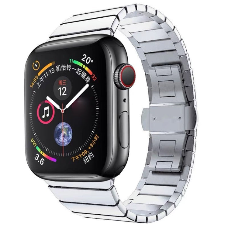 Bracelet de montre à boucle papillon en acier à une perle pour la série Apple Watch, For Apple Watch Series 8&7 41mm, For Apple Watch Ultra 49mm / Series 8&7 45mm, 7 41mm / 6&SE&5&4 40mm / 3&2&1 38mm, 7 45mm / 6&SE&5&4 44mm / 3&2&1 42mm