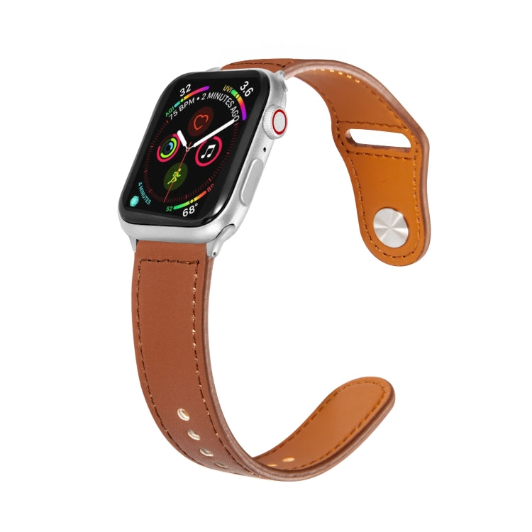 Bracelet de montre en cuir à boucle argentée pour Apple Watch Series, 7 41mm / 6&SE&5&4 40mm / 3&2&1 38mm, 7 45mm / 6&SE&5&4 44mm / 3&2&1 42mm