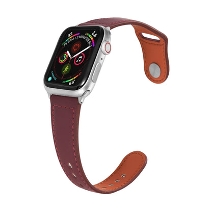 Bracelet de montre en cuir à boucle argentée pour Apple Watch Series, 7 41mm / 6&SE&5&4 40mm / 3&2&1 38mm, 7 45mm / 6&SE&5&4 44mm / 3&2&1 42mm