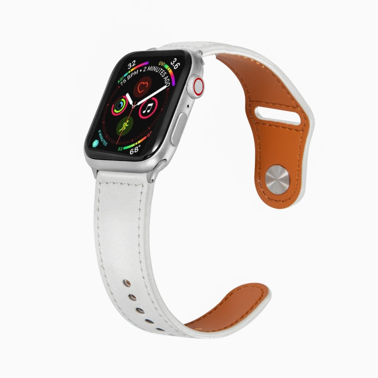 Bracelet de montre en cuir à boucle argentée pour Apple Watch Series, 7 41mm / 6&SE&5&4 40mm / 3&2&1 38mm, 7 45mm / 6&SE&5&4 44mm / 3&2&1 42mm