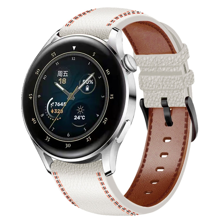Fil à coudre Bracelet de montre en cuir véritable, For Samsung Galaxy Watch 3 45mm, For Huawei Watch GT 3 46mm