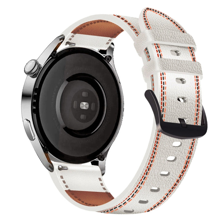 Fil à coudre Bracelet de montre en cuir véritable, For Samsung Galaxy Watch 3 45mm, For Huawei Watch GT 3 46mm