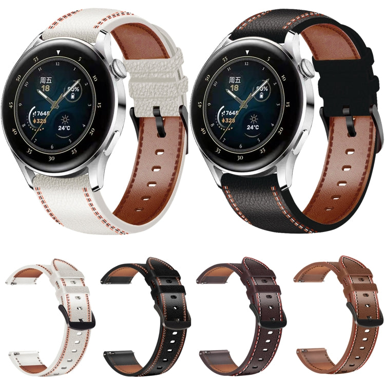 Bracelet de montre en cuir véritable à coutures tricolores, For Huawei Watch GT 3