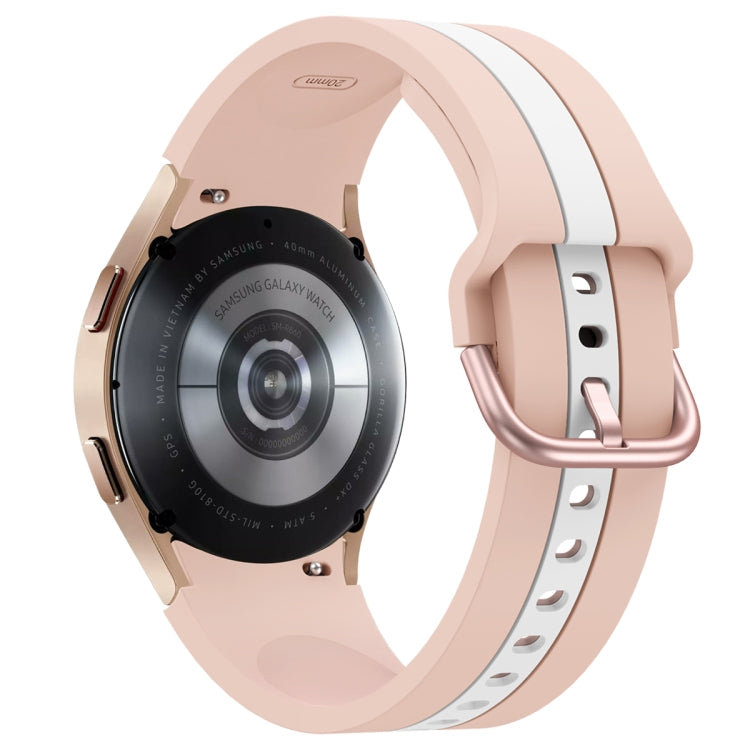 Pour Samsung Galaxy Watch4 40/44mm / Watch4 Classic 42/46mm Bracelet de montre en silicone bicolore à trois bandes verticales