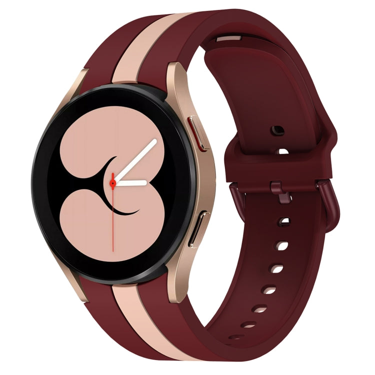 Pour Samsung Galaxy Watch4 40/44mm / Watch4 Classic 42/46mm Bracelet de montre en silicone bicolore à trois bandes verticales