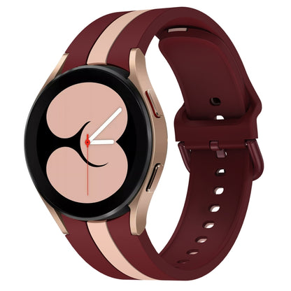 Pour Samsung Galaxy Watch4 40/44mm / Watch4 Classic 42/46mm Bracelet de montre en silicone bicolore à trois bandes verticales