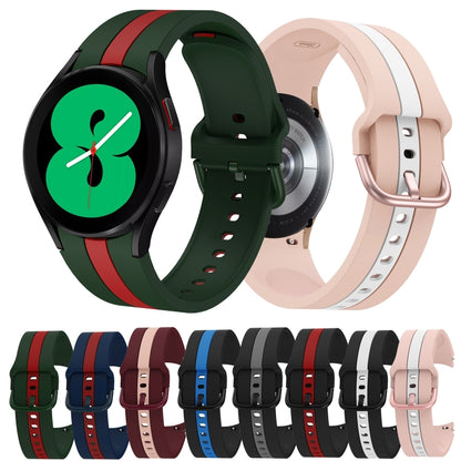Pour Samsung Galaxy Watch4 40/44mm / Watch4 Classic 42/46mm Bracelet de montre en silicone bicolore à trois bandes verticales