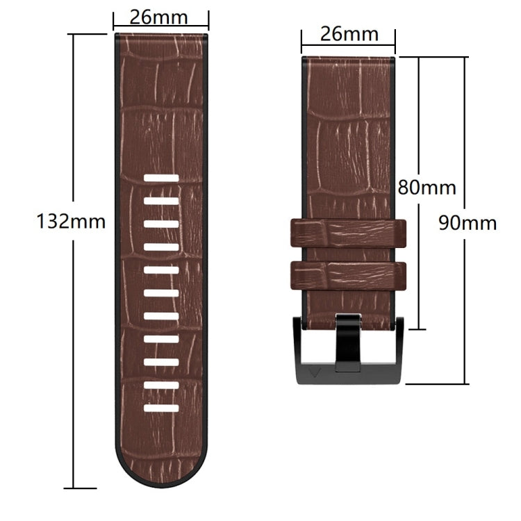 Bracelet de montre en cuir de silicone à texture crocodile, For Garmin Fenix 7/6 Pro/5 Plus 22mm, For Garmin Fenix 7X/6X Pro/Tactix 7 26mm