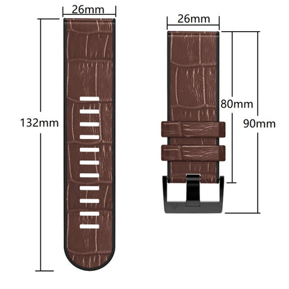 Bracelet de montre en cuir de silicone à texture crocodile, For Garmin Fenix 7/6 Pro/5 Plus 22mm, For Garmin Fenix 7X/6X Pro/Tactix 7 26mm