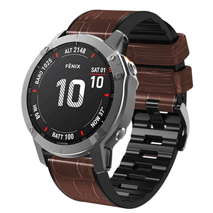 Bracelet de montre en cuir de silicone à texture crocodile, For Garmin Fenix 7/6 Pro/5 Plus 22mm, For Garmin Fenix 7X/6X Pro/Tactix 7 26mm