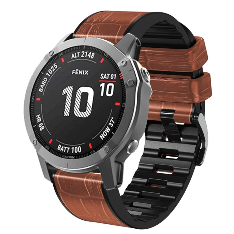Bracelet de montre en cuir de silicone à texture crocodile, For Garmin Fenix 7/6 Pro/5 Plus 22mm, For Garmin Fenix 7X/6X Pro/Tactix 7 26mm