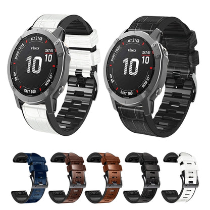 Bracelet de montre en cuir de silicone à texture crocodile, For Garmin Fenix 7/6 Pro/5 Plus 22mm, For Garmin Fenix 7X/6X Pro/Tactix 7 26mm