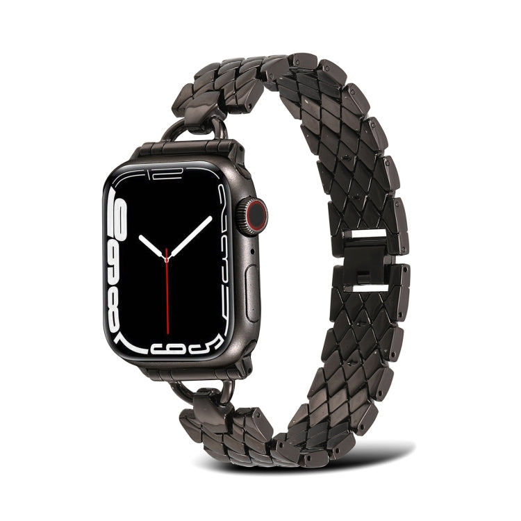 Bracelet de montre en métal losange en forme de D pour la série Apple Watch, 7 45mm / 6&SE&5&4 44mm / 3&2&1 42mm, 7 41mm / 6&SE&5&4 40mm / 3&2&1 38mm