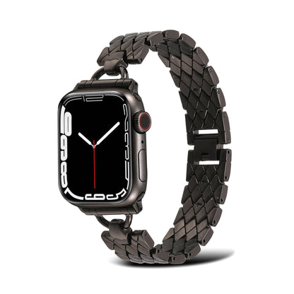 Bracelet de montre en métal losange en forme de D pour la série Apple Watch, 7 45mm / 6&SE&5&4 44mm / 3&2&1 42mm, 7 41mm / 6&SE&5&4 40mm / 3&2&1 38mm