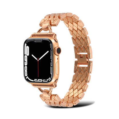 Bracelet de montre en métal losange en forme de D pour la série Apple Watch, 7 45mm / 6&SE&5&4 44mm / 3&2&1 42mm, 7 41mm / 6&SE&5&4 40mm / 3&2&1 38mm
