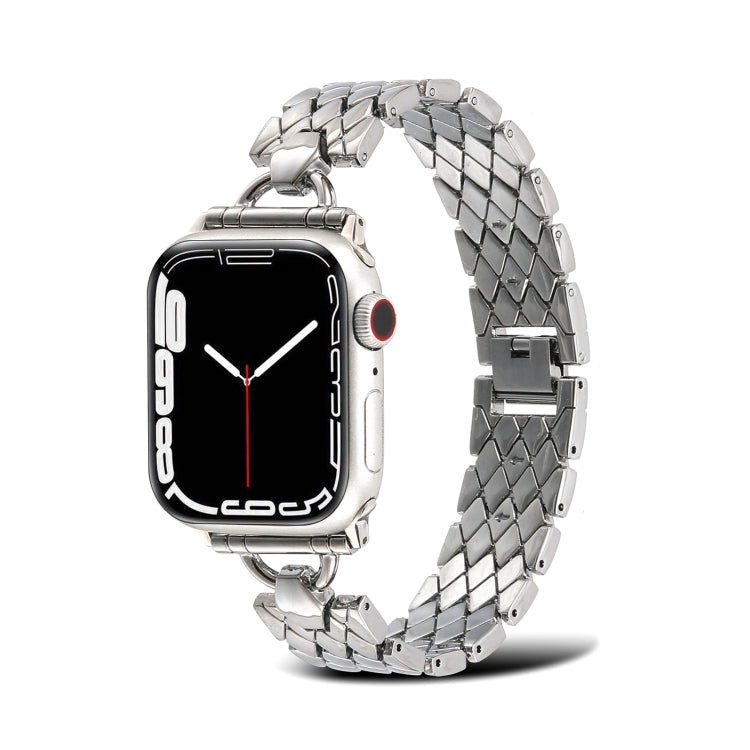 Bracelet de montre en métal losange en forme de D pour la série Apple Watch, 7 45mm / 6&SE&5&4 44mm / 3&2&1 42mm, 7 41mm / 6&SE&5&4 40mm / 3&2&1 38mm