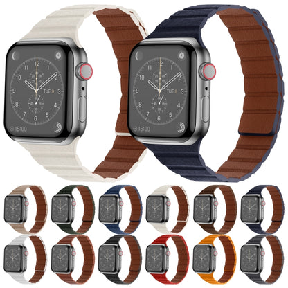 Bracelet de montre en cuir magnétique solide pour la série Apple Watch, 7 41mm / 6&SE&5&4 40mm / 3&2&1 38mm, 7 45mm / 6&SE&5&4 44mm / 3&2&1 42mm