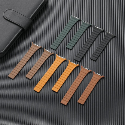 Bracelet de montre en cuir magnétique solide pour la série Apple Watch, 7 41mm / 6&SE&5&4 40mm / 3&2&1 38mm, 7 45mm / 6&SE&5&4 44mm / 3&2&1 42mm