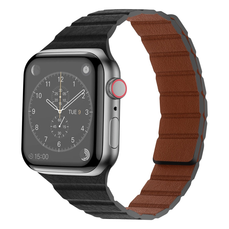 Bracelet de montre en cuir magnétique solide pour la série Apple Watch, 7 41mm / 6&SE&5&4 40mm / 3&2&1 38mm, 7 45mm / 6&SE&5&4 44mm / 3&2&1 42mm