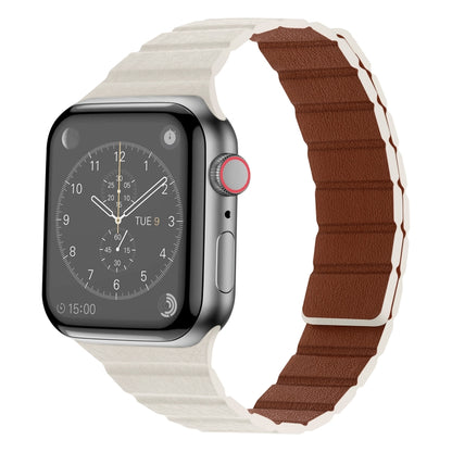 Bracelet de montre en cuir magnétique solide pour la série Apple Watch, 7 41mm / 6&SE&5&4 40mm / 3&2&1 38mm, 7 45mm / 6&SE&5&4 44mm / 3&2&1 42mm