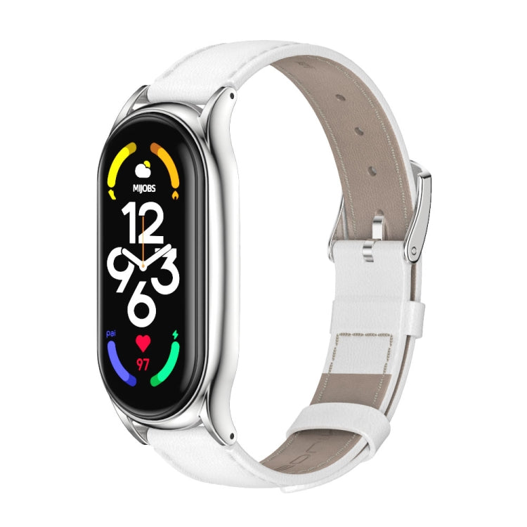 Bracelet de montre en cuir véritable MIJOBS Plus, For Xiaomi Mi Band 7 / 7 NFC