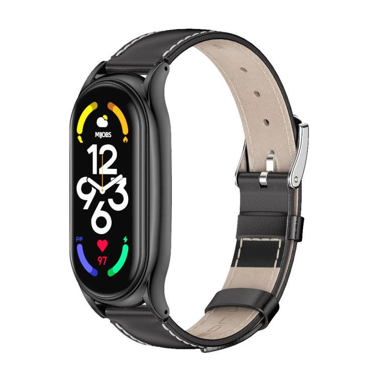 Bracelet de montre en cuir véritable MIJOBS Plus, For Xiaomi Mi Band 7 / 7 NFC
