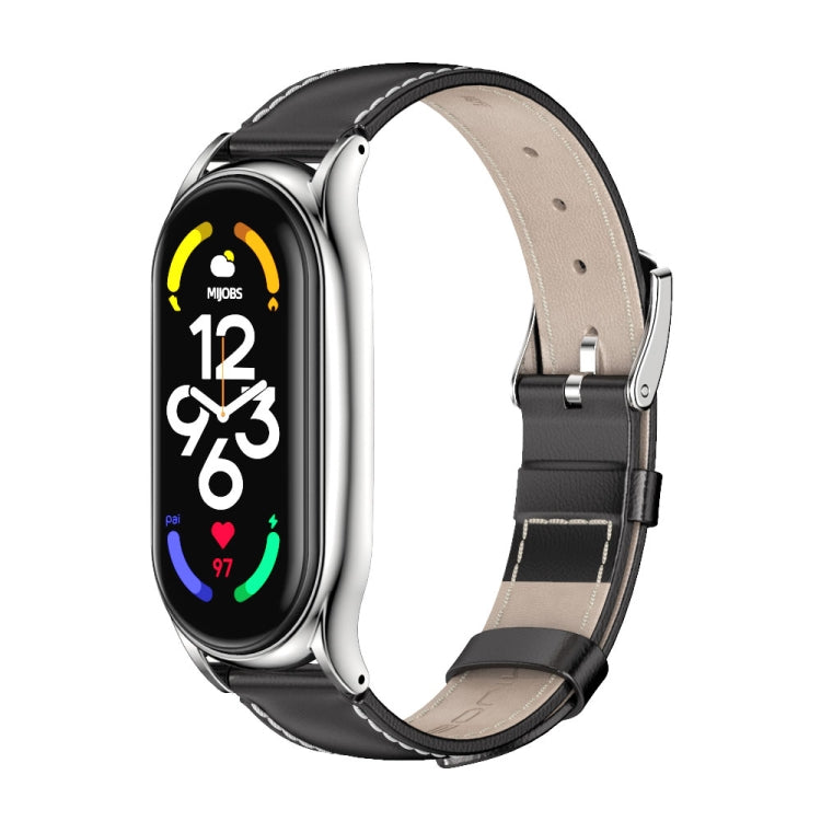 Bracelet de montre en cuir véritable MIJOBS Plus, For Xiaomi Mi Band 7 / 7 NFC