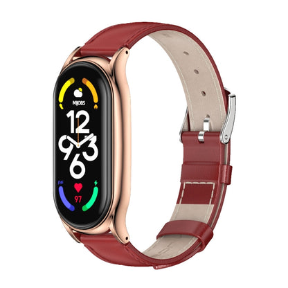 Bracelet de montre en cuir véritable MIJOBS Plus, For Xiaomi Mi Band 7 / 7 NFC