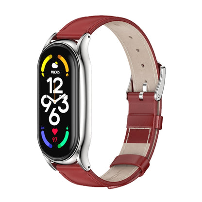 Bracelet de montre en cuir véritable MIJOBS Plus, For Xiaomi Mi Band 7 / 7 NFC