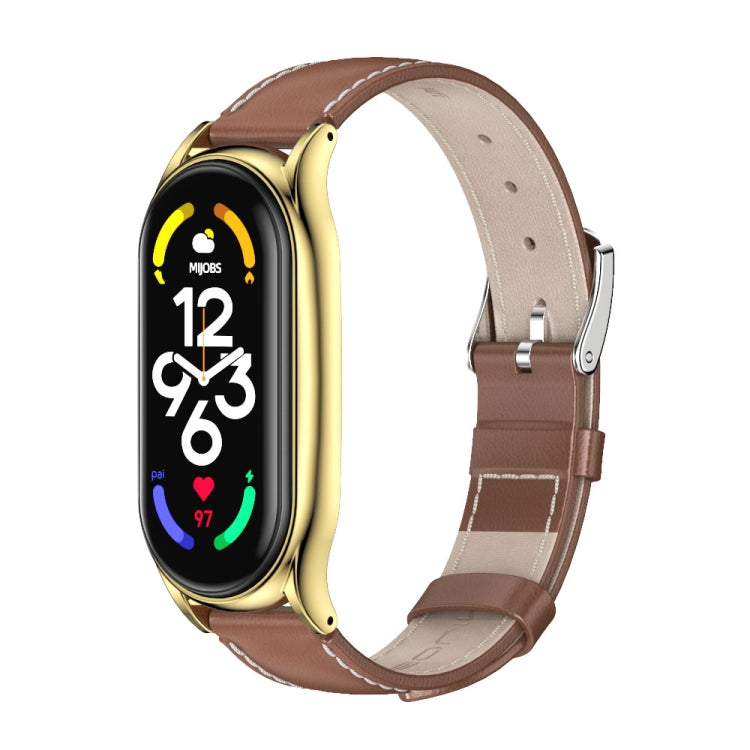 Bracelet de montre en cuir véritable MIJOBS Plus, For Xiaomi Mi Band 7 / 7 NFC