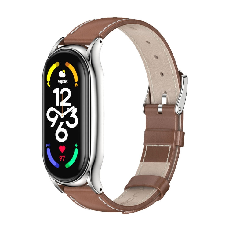 Bracelet de montre en cuir véritable MIJOBS Plus, For Xiaomi Mi Band 7 / 7 NFC
