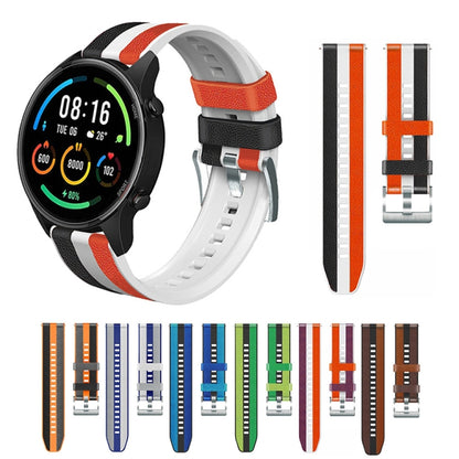 Bracelet de montre tricolore en silicone + cuir 22 mm, For Huawei Watch GT 3 Pro