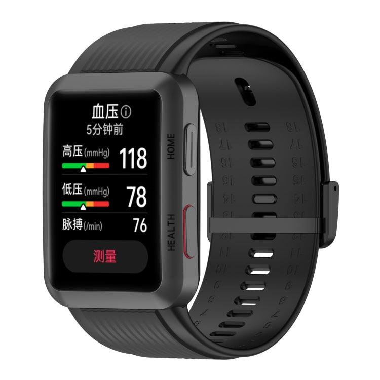 Bracelet de montre en silicone de couleur unie avec boucle, For Huawei Watch D