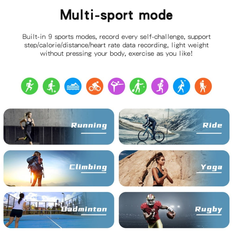 A60 Montre intelligente à écran IPS HD de 1,32 pouces, prise en charge des appels Bluetooth / surveillance de la pression artérielle