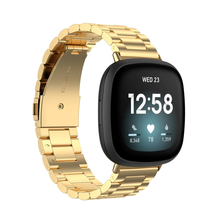 Bracelet de montre en acier inoxydable 3 perles, For Fitbit Versa 4/Sense 2/Versa 3/Sense, For Fitbit  Versa 4