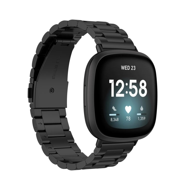 Bracelet de montre en acier inoxydable 3 perles, For Fitbit Versa 4/Sense 2/Versa 3/Sense, For Fitbit  Versa 4