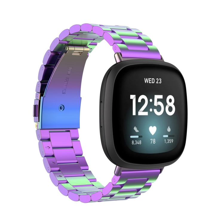 Bracelet de montre en acier inoxydable 3 perles, For Fitbit Versa 4/Sense 2/Versa 3/Sense, For Fitbit  Versa 4