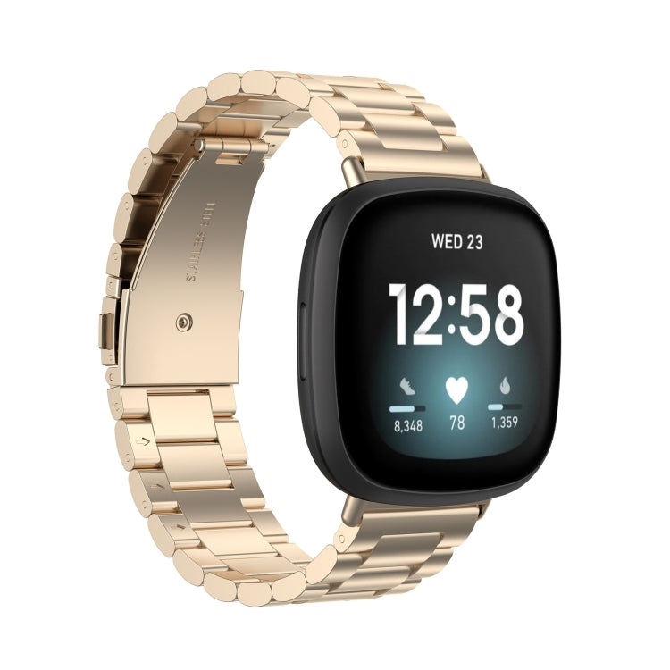 Bracelet de montre en acier inoxydable 3 perles, For Fitbit Versa 4/Sense 2/Versa 3/Sense, For Fitbit  Versa 4