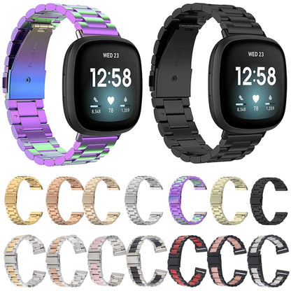 Bracelet de montre en acier inoxydable 3 perles, For Fitbit Versa 4/Sense 2/Versa 3/Sense, For Fitbit  Versa 4