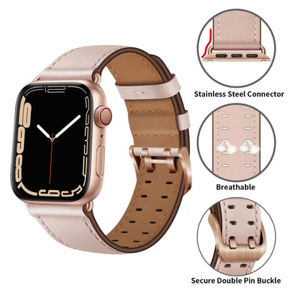 Bracelet de montre en cuir à double boucle pour la série Apple Watch, 7 41mm / 6&SE&5&4 40mm / 3&2&1 38mm, 7 45mm / 6&SE&5&4 44mm / 3&2&1 42mm