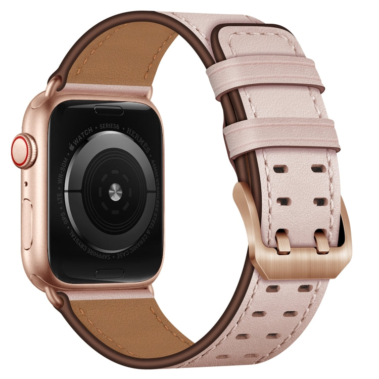 Bracelet de montre en cuir à double boucle pour la série Apple Watch, 7 41mm / 6&SE&5&4 40mm / 3&2&1 38mm, 7 45mm / 6&SE&5&4 44mm / 3&2&1 42mm