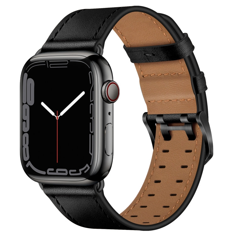 Bracelet de montre en cuir à double boucle pour la série Apple Watch, 7 41mm / 6&SE&5&4 40mm / 3&2&1 38mm, 7 45mm / 6&SE&5&4 44mm / 3&2&1 42mm
